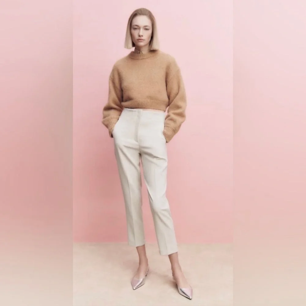 Zara Linen Blend High Waisted Pants Bloggers Fav Size Large